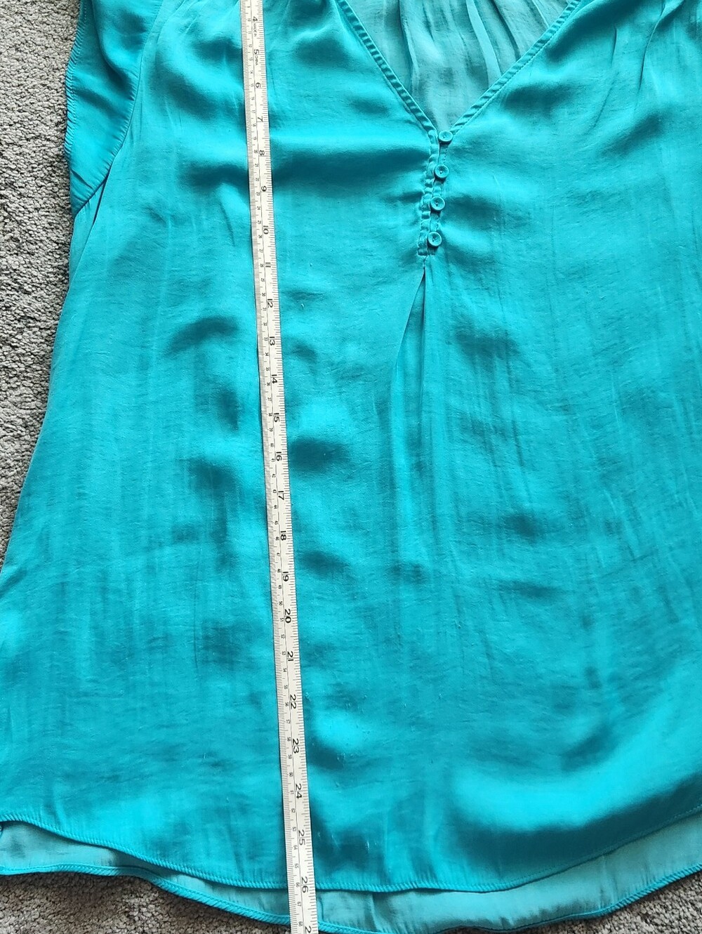 Jones New York Teal and Light Pink V-Neck Button Tunics - Picture 6 of 7
